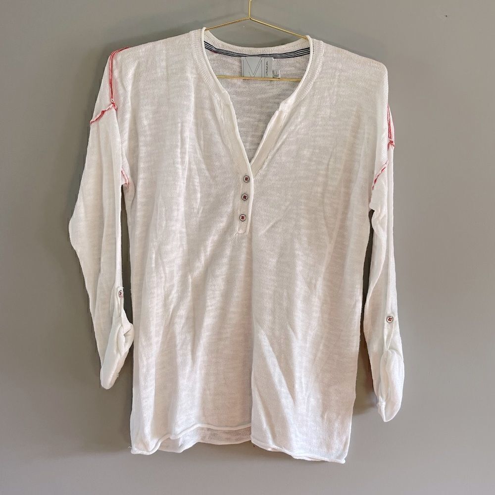 M by Michael Stars White Sheer Tunic Sweater || SZ 2 || White